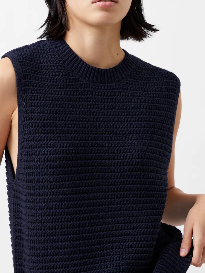 Woman Jumpers and Cardigans French Connection Manda Open Knit Vest Marine