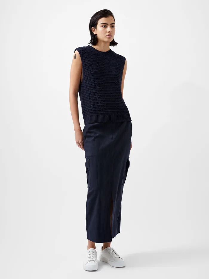 Woman Jumpers and Cardigans French Connection Manda Open Knit Vest Marine Woman Jumpers and Cardigans French Connection Manda Open Knit Vest Marine