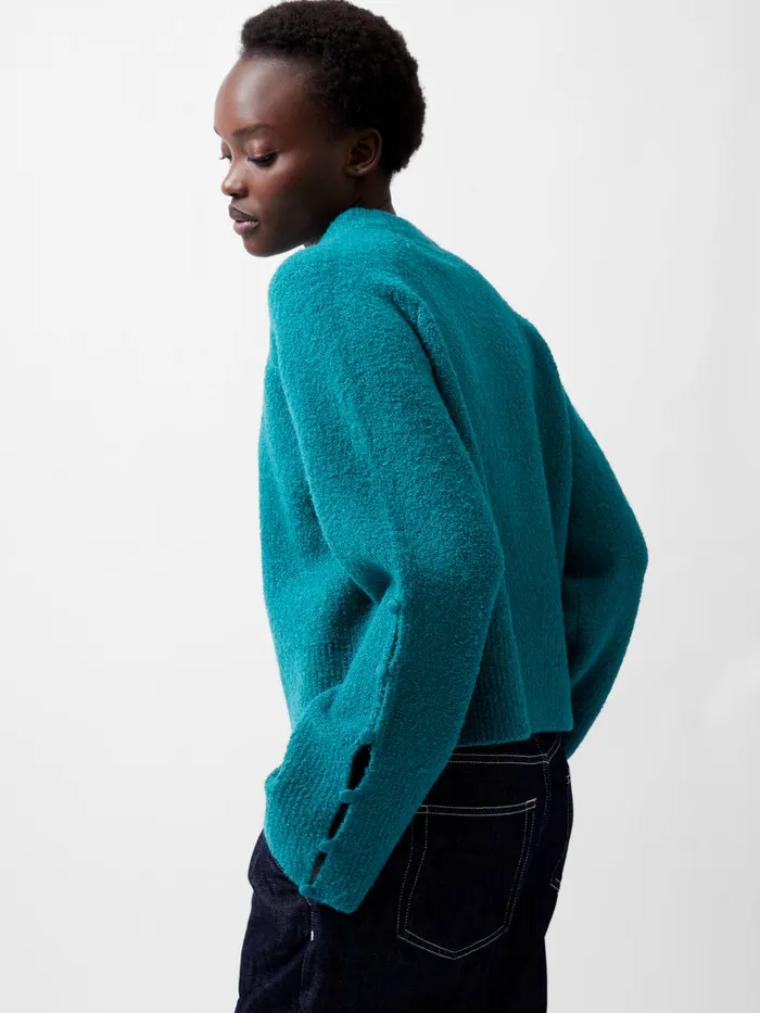 Woman Jumpers and Cardigans French Connection Melissa Boucle Button Detail Sleeve Jumper Dark Teal Woman Jumpers and Cardigans French Connection Melissa Boucle Button Detail Sleeve Jumper Dark Teal