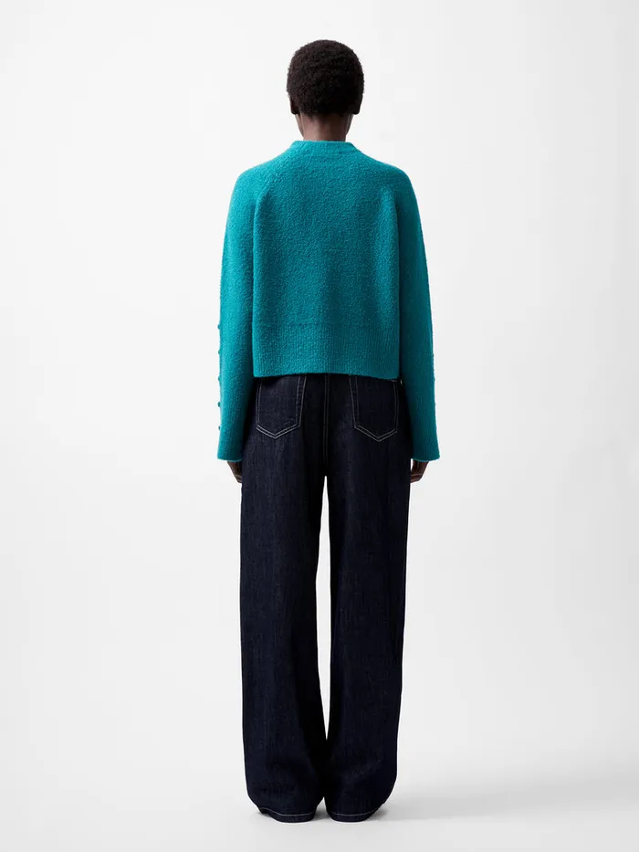 Woman Jumpers and Cardigans French Connection Melissa Boucle Button Detail Sleeve Jumper Dark Teal Woman Jumpers and Cardigans French Connection Melissa Boucle Button Detail Sleeve Jumper Dark Teal