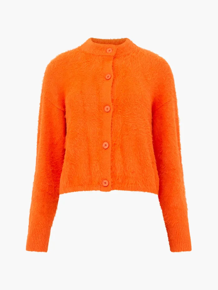Woman Jumpers and Cardigans French Connection Molly Feather Long Sleeve Cardigan Coral Rose Woman Jumpers and Cardigans French Connection Molly Feather Long Sleeve Cardigan Coral Rose