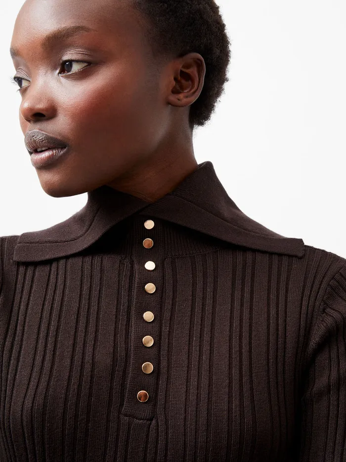 Woman Jumpers and Cardigans French Connection Nia Mari Long Sleeve Top Chocolate Ganache Woman Jumpers and Cardigans French Connection Nia Mari Long Sleeve Top Chocolate Ganache