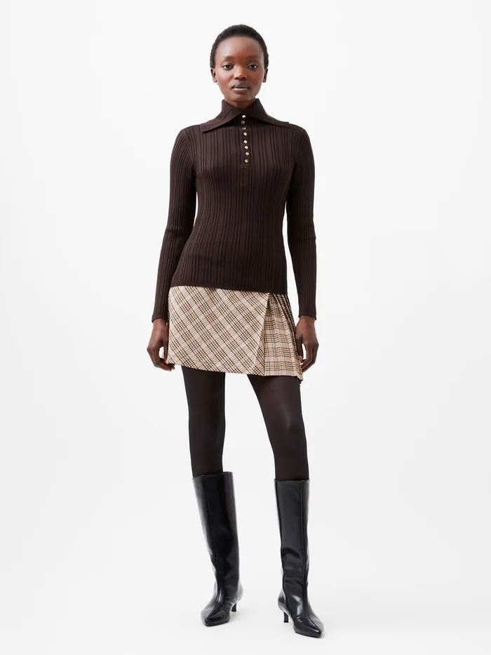 Woman Jumpers and Cardigans French Connection Nia Mari Long Sleeve Top Chocolate Ganache Woman Jumpers and Cardigans French Connection Nia Mari Long Sleeve Top Chocolate Ganache