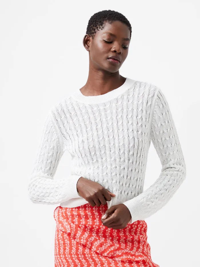 Woman Jumpers and Cardigans French Connection Niko Open Knit Long Sleeve Jumper Winter White Woman Jumpers and Cardigans French Connection Niko Open Knit Long Sleeve Jumper Winter White