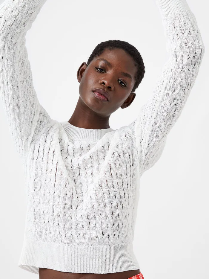 Woman Jumpers and Cardigans French Connection Niko Open Knit Long Sleeve Jumper Winter White Woman Jumpers and Cardigans French Connection Niko Open Knit Long Sleeve Jumper Winter White