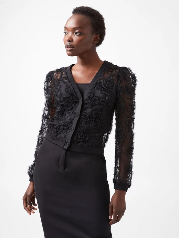Woman Jumpers and Cardigans French Connection Sabina Mesh Long Sleeve Cardigan Blackout Woman Jumpers and Cardigans French Connection Sabina Mesh Long Sleeve Cardigan Blackout