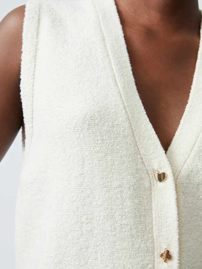 Woman Jumpers and Cardigans French Connection Vhari Recycled Button Down Vest Porcelain Cream Woman Jumpers and Cardigans French Connection Vhari Recycled Button Down Vest Porcelain Cream