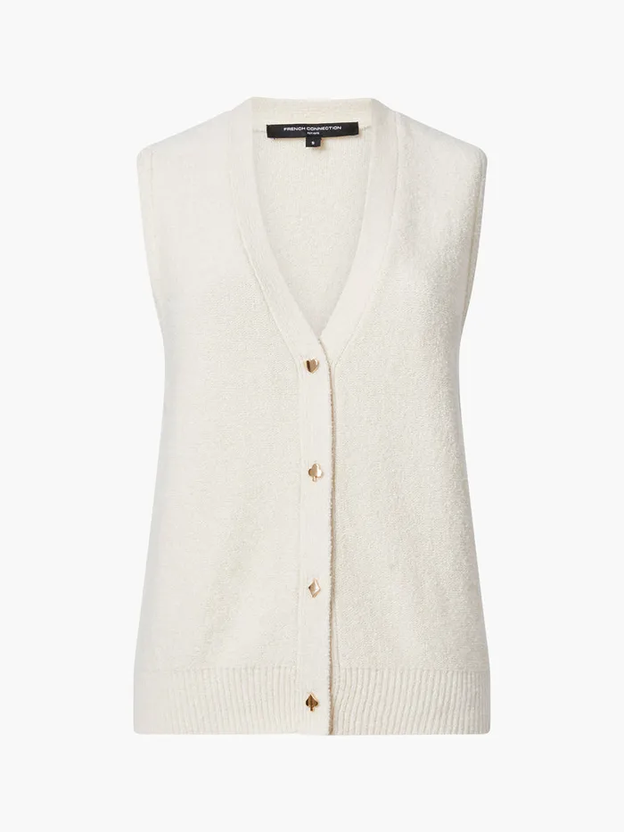 Woman Jumpers and Cardigans French Connection Vhari Recycled Button Down Vest Porcelain Cream Woman Jumpers and Cardigans French Connection Vhari Recycled Button Down Vest Porcelain Cream