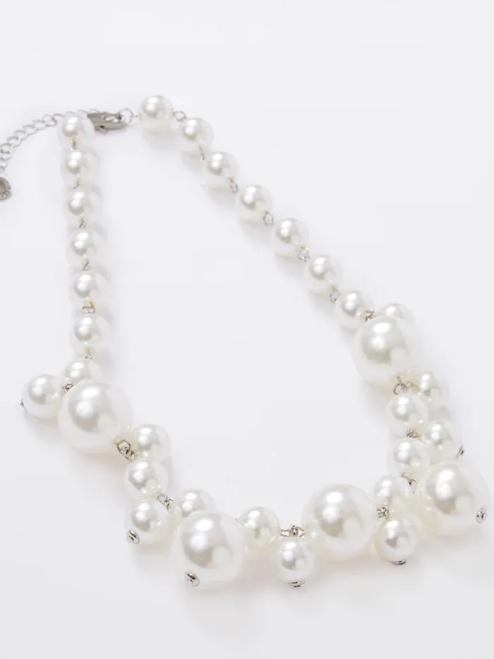 WomanMan Jewellery French Connection Multi Faux Pearls Cluster Necklace White