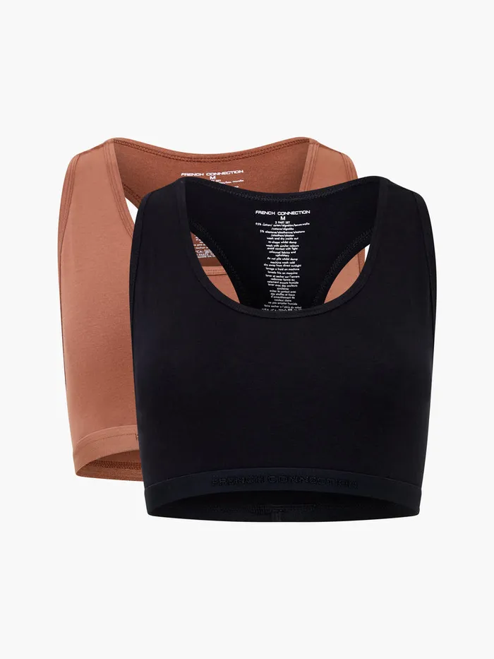 WomanMan Underwear and Socks French Connection Fc 2 Pack Crop Top Tonal Blacklight Brown WomanMan Underwear and Socks French Connection Fc 2 Pack Crop Top Tonal Blacklight Brown