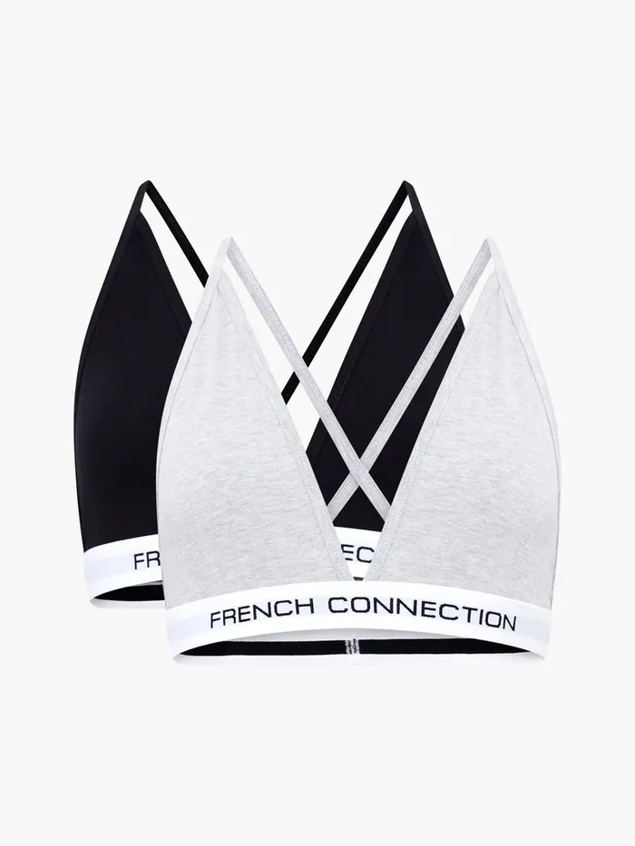 WomanMan Underwear and Socks French Connection Fc 2 Pack Logo Bralette Blackgrey WomanMan Underwear and Socks French Connection Fc 2 Pack Logo Bralette Blackgrey