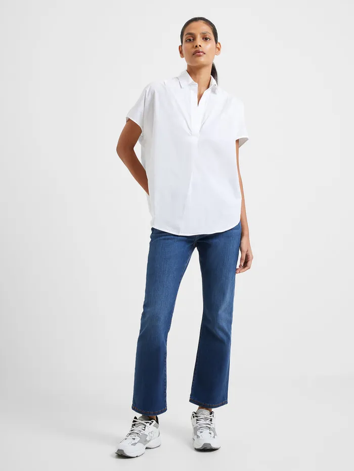 Woman Shirts French Connection Rhodes Poplin Sleeveless Popover Shirt Linen White Woman Shirts French Connection Rhodes Poplin Sleeveless Popover Shirt Linen White