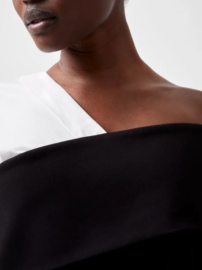 Woman Shirts French Connection Xia Ponte Poplin Mix Long Sleeve Top Blackout Woman Shirts French Connection Xia Ponte Poplin Mix Long Sleeve Top Blackout