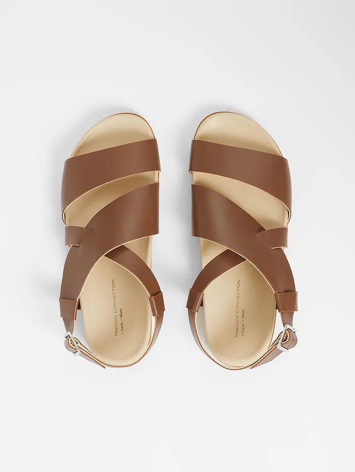 Woman Shoes French Connection SW X Branca Asymmetric Footbed Sandals Brown
