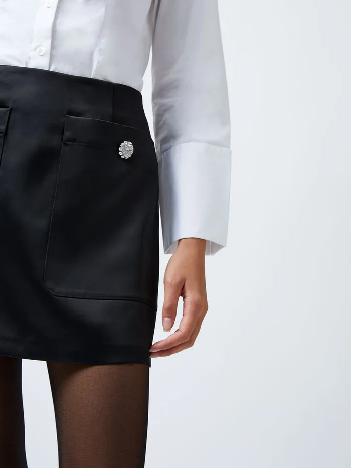Woman Skirts and Shorts French Connection Carey Satin Embellished Pocket Mini Skirt Black Woman Skirts and Shorts French Connection Carey Satin Embellished Pocket Mini Skirt Black