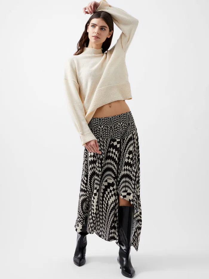 Woman Skirts and Shorts French Connection Fern Arie Crepe Asymmetrical Skirt Classic Creamblackout Woman Skirts and Shorts French Connection Fern Arie Crepe Asymmetrical Skirt Classic Creamblackout