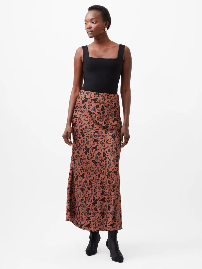 Woman Skirts and Shorts French Connection Jeannie Ennis Eco Satin Maxi Skirt Russet Brown Multi Woman Skirts and Shorts French Connection Jeannie Ennis Eco Satin Maxi Skirt Russet Brown Multi