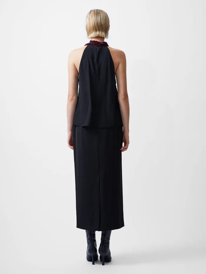 Woman Tops French Connection Cadie Devore Halterneck Top Blackout Baked Cherr Woman Tops French Connection Cadie Devore Halterneck Top Blackout Baked Cherr