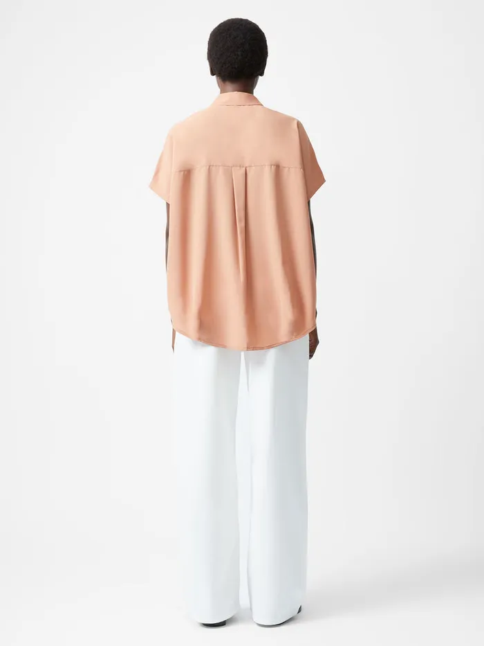 Woman Tops French Connection Caprina Recycled Crepe Short Sleeve Button Shirt Mocha Mousse Woman Tops French Connection Caprina Recycled Crepe Short Sleeve Button Shirt Mocha Mousse