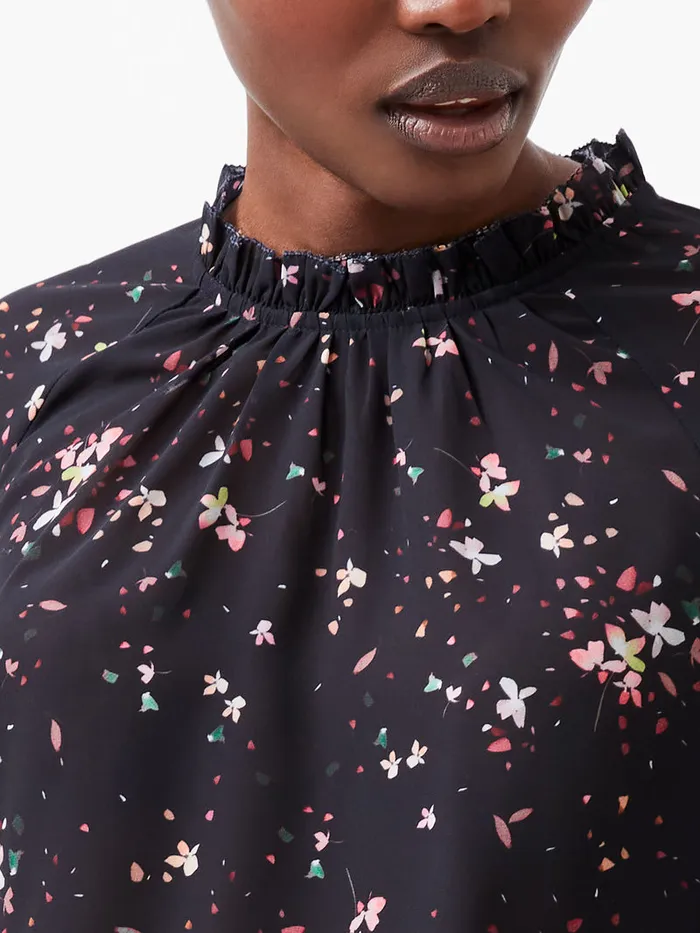 Woman Tops French Connection Carina Georgette Frill High Neck Top Blackout Multi Woman Tops French Connection Carina Georgette Frill High Neck Top Blackout Multi