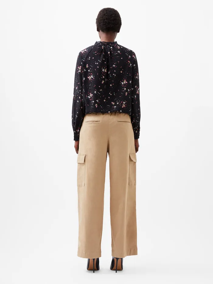 Woman Tops French Connection Carina Georgette Frill High Neck Top Blackout Multi Woman Tops French Connection Carina Georgette Frill High Neck Top Blackout Multi