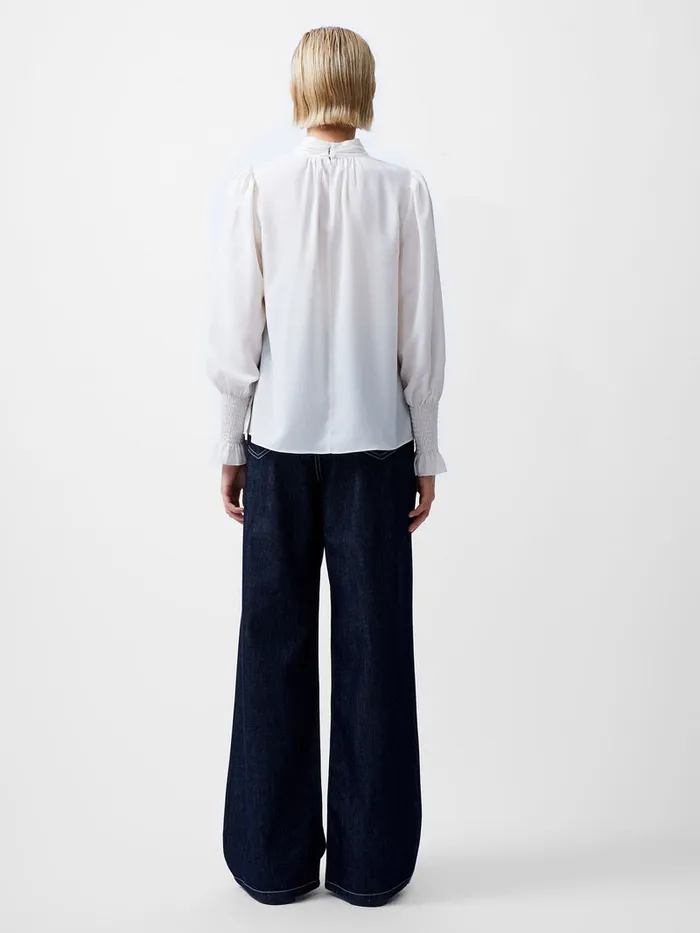 Woman Tops French Connection Crepe Light High Neck Long Sleeve Top Porcelain Cream Woman Tops French Connection Crepe Light High Neck Long Sleeve Top Porcelain Cream