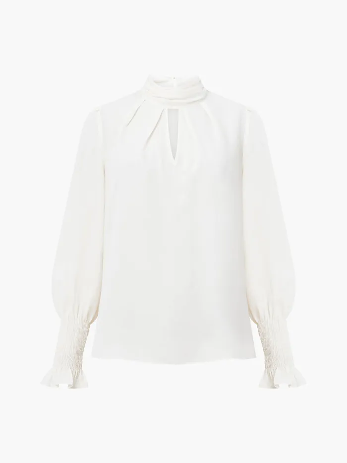 Woman Tops French Connection Crepe Light High Neck Long Sleeve Top Porcelain Cream Woman Tops French Connection Crepe Light High Neck Long Sleeve Top Porcelain Cream