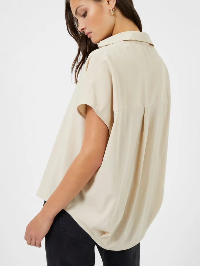 Woman Tops French Connection Crepe Light Recycled Popover Shirt Wild Wheat Woman Tops French Connection Crepe Light Recycled Popover Shirt Wild Wheat