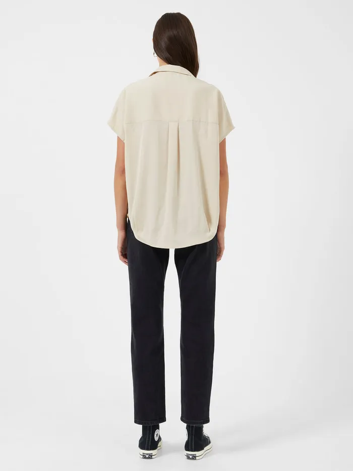 Woman Tops French Connection Crepe Light Recycled Popover Shirt Wild Wheat Woman Tops French Connection Crepe Light Recycled Popover Shirt Wild Wheat