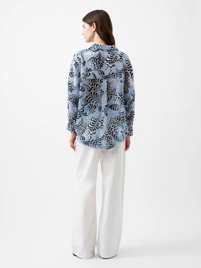 Woman Tops French Connection Diandra Devore VNeck Button Through Popover Shirt Mauve Morn Woman Tops French Connection Diandra Devore VNeck Button Through Popover Shirt Mauve Morn