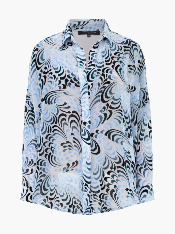 Woman Tops French Connection Diandra Devore VNeck Button Through Popover Shirt Mauve Morn Woman Tops French Connection Diandra Devore VNeck Button Through Popover Shirt Mauve Morn
