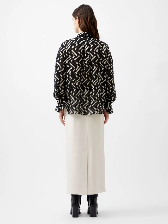 Woman Tops French Connection Diandra Satin Devore Top Blackcream Woman Tops French Connection Diandra Satin Devore Top Blackcream
