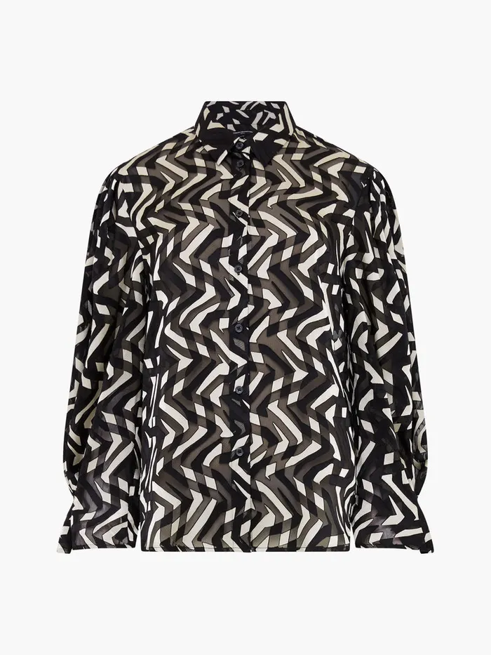 Woman Tops French Connection Diandra Satin Devore Top Blackcream Woman Tops French Connection Diandra Satin Devore Top Blackcream