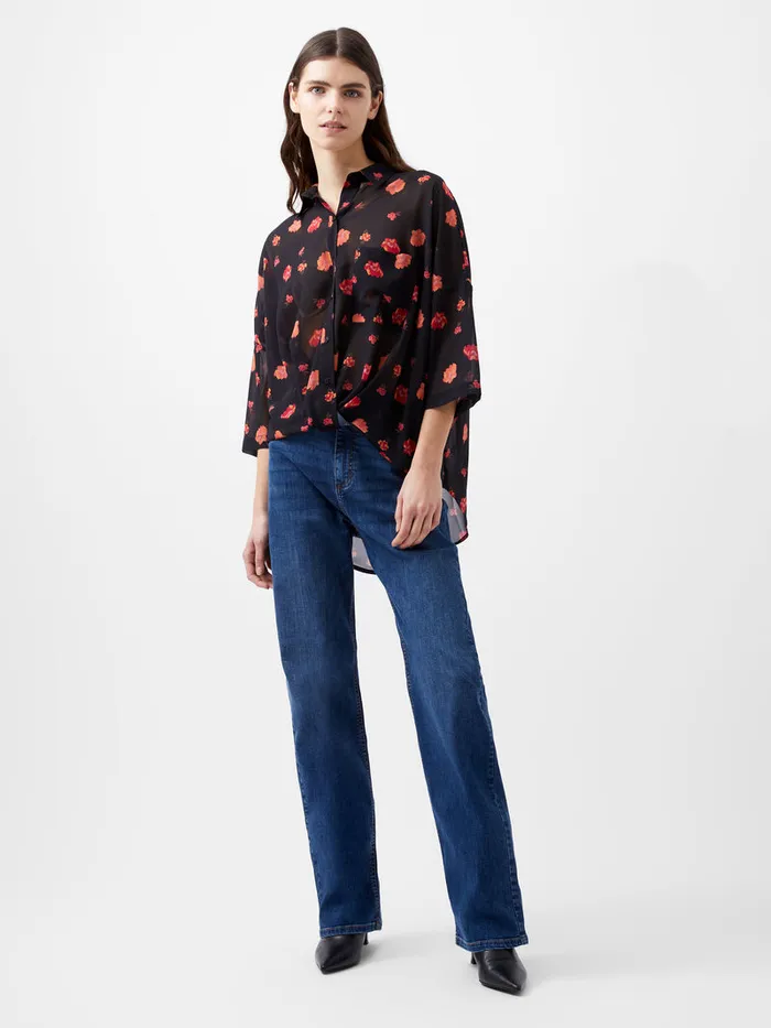 Woman Tops French Connection Ella Rose Twist Front Shirt Marine Multi