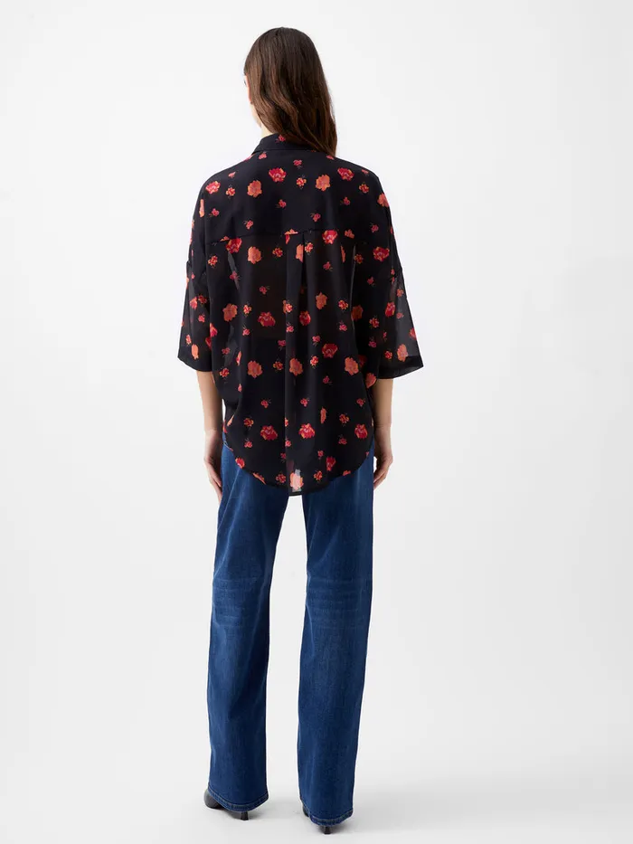 Woman Tops French Connection Ella Rose Twist Front Shirt Marine Multi