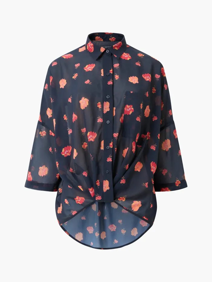 Woman Tops French Connection Ella Rose Twist Front Shirt Marine Multi