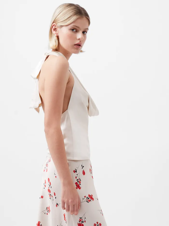 Woman Tops French Connection Ennis Eco Satin Cowl Halterneck Top Classic Cream Woman Tops French Connection Ennis Eco Satin Cowl Halterneck Top Classic Cream