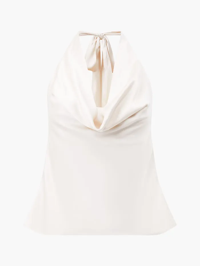 Woman Tops French Connection Ennis Eco Satin Cowl Halterneck Top Classic Cream Woman Tops French Connection Ennis Eco Satin Cowl Halterneck Top Classic Cream