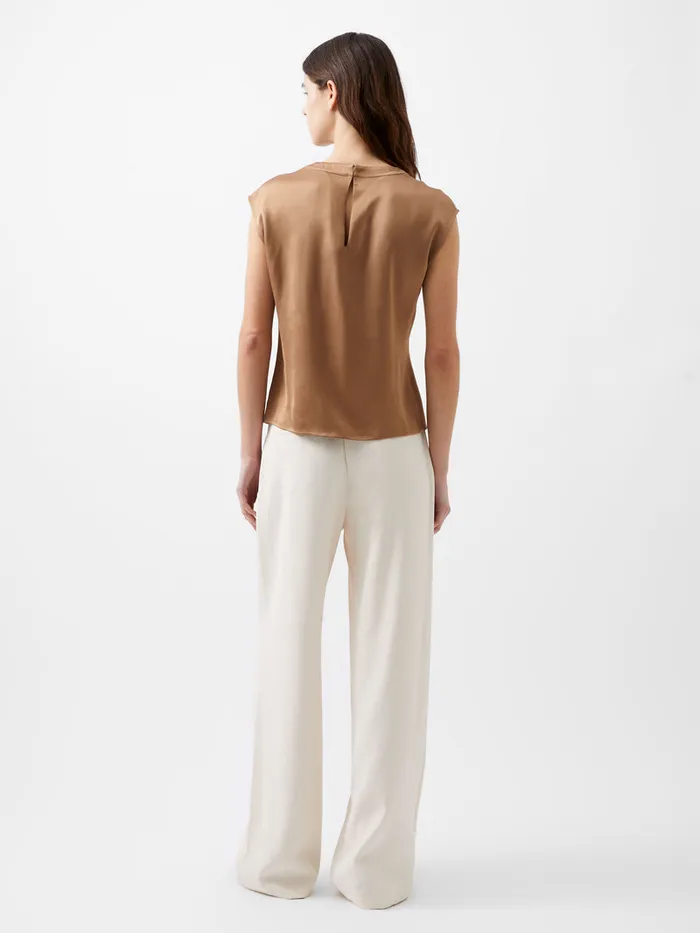 Woman Tops French Connection Ennis Eco Satin Neck Detail Top Camel Woman Tops French Connection Ennis Eco Satin Neck Detail Top Camel
