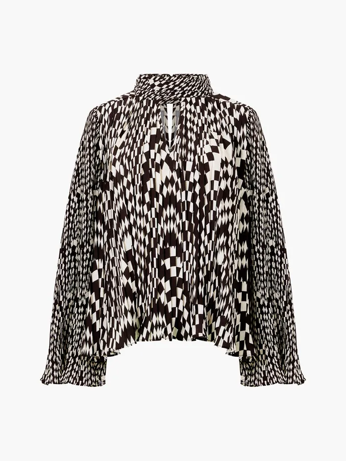 Woman Tops French Connection Fern Arie Pleated Ella Crepe Top Classic Creamblackout Woman Tops French Connection Fern Arie Pleated Ella Crepe Top Classic Creamblackout