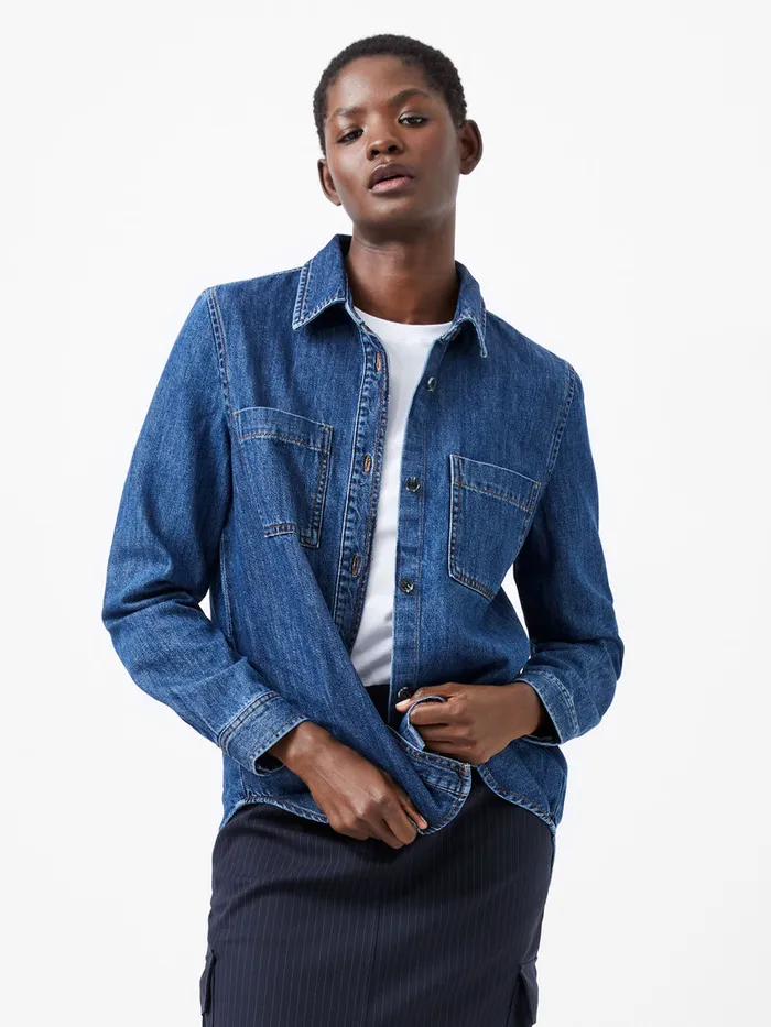 Woman Tops French Connection Finley Denim Long Sleeve Shirt Vintage