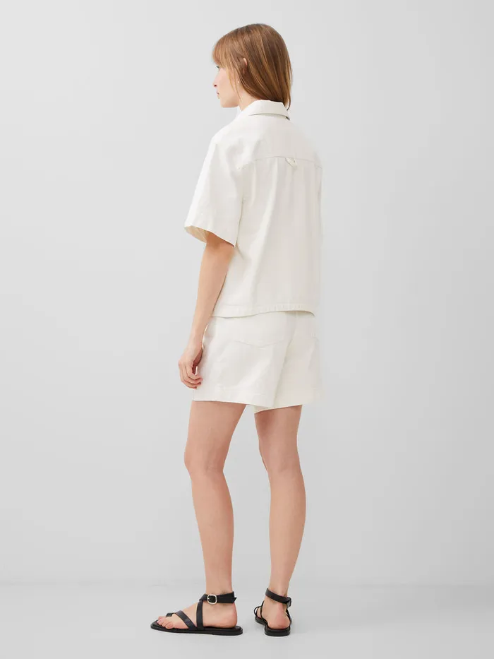 Woman Tops French Connection Finley Denim Short Sleeve Shirt Ecru Woman Tops French Connection Finley Denim Short Sleeve Shirt Ecru