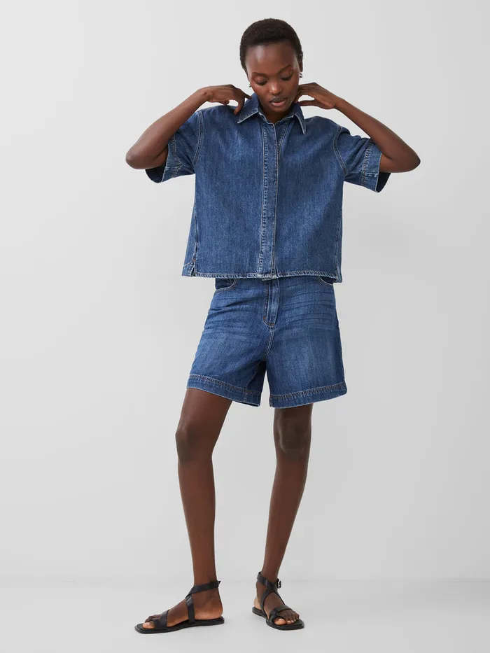 Woman Tops French Connection Finley Denim Short Sleeve Shirt Vintage Woman Tops French Connection Finley Denim Short Sleeve Shirt Vintage