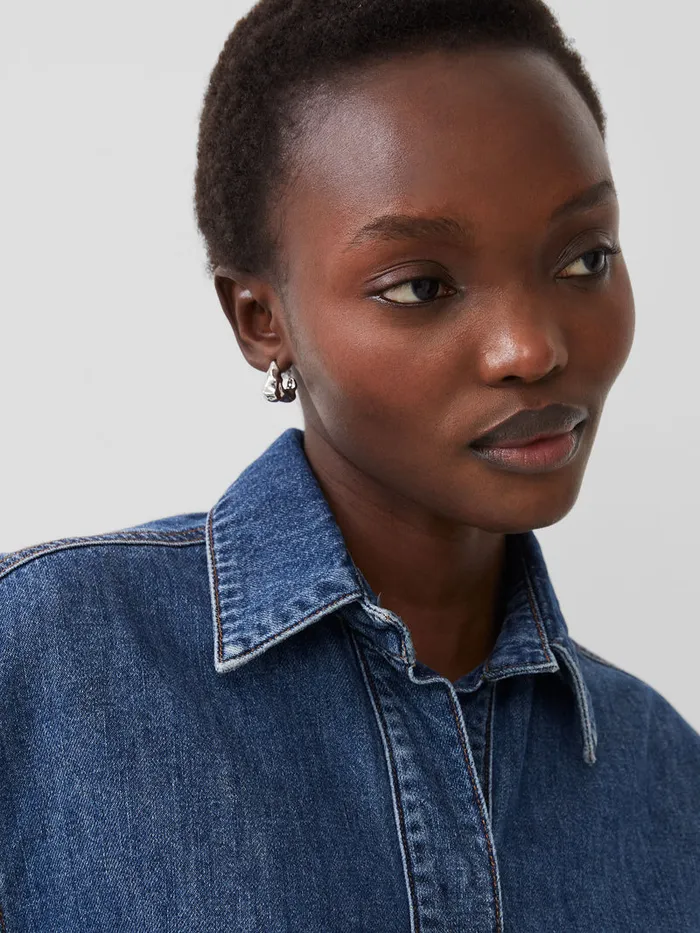 Woman Tops French Connection Finley Denim Short Sleeve Shirt Vintage Woman Tops French Connection Finley Denim Short Sleeve Shirt Vintage