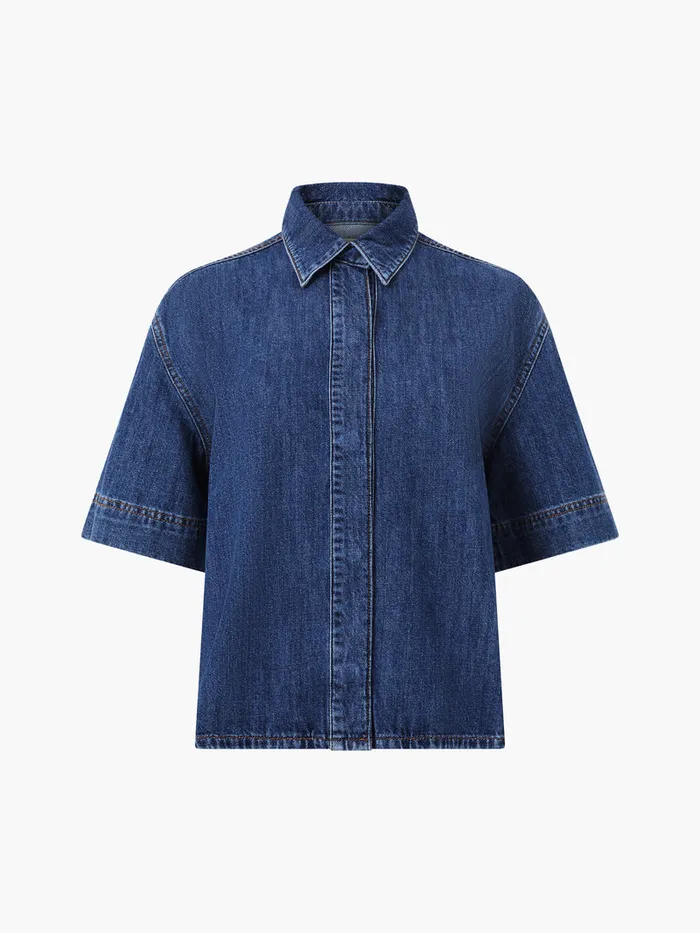 Woman Tops French Connection Finley Denim Short Sleeve Shirt Vintage Woman Tops French Connection Finley Denim Short Sleeve Shirt Vintage
