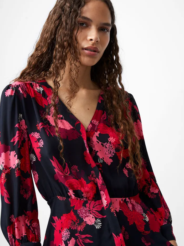 Woman Tops French Connection Foliage Chiara Balloon Sleeve Top Blackout Multi
