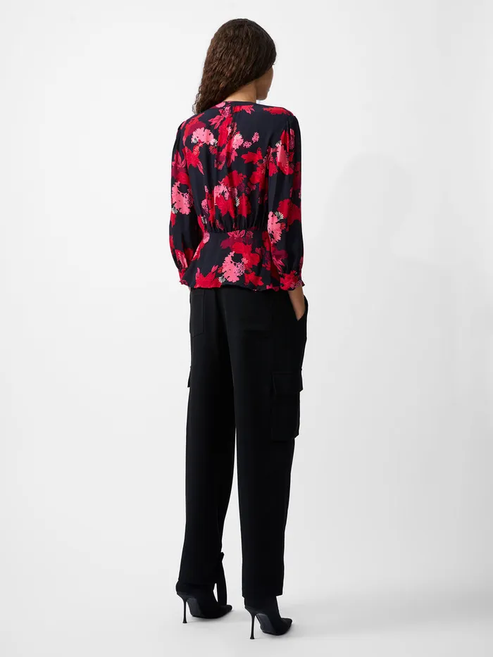 Woman Tops French Connection Foliage Chiara Balloon Sleeve Top Blackout Multi