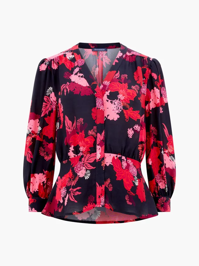 Woman Tops French Connection Foliage Chiara Balloon Sleeve Top Blackout Multi