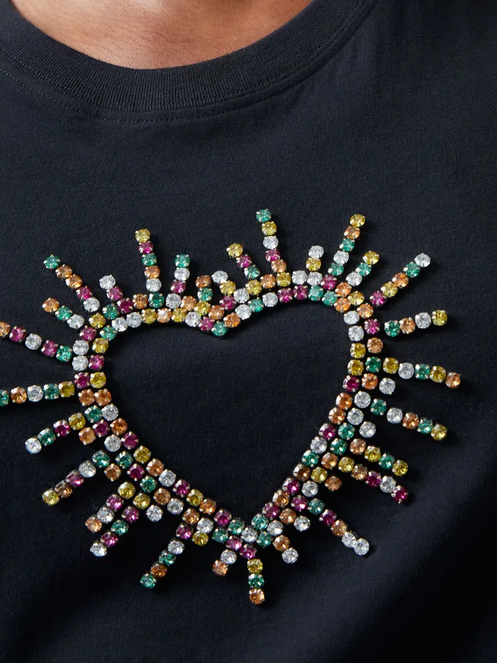 Woman Tops French Connection Heart Embellished TShirt Black
