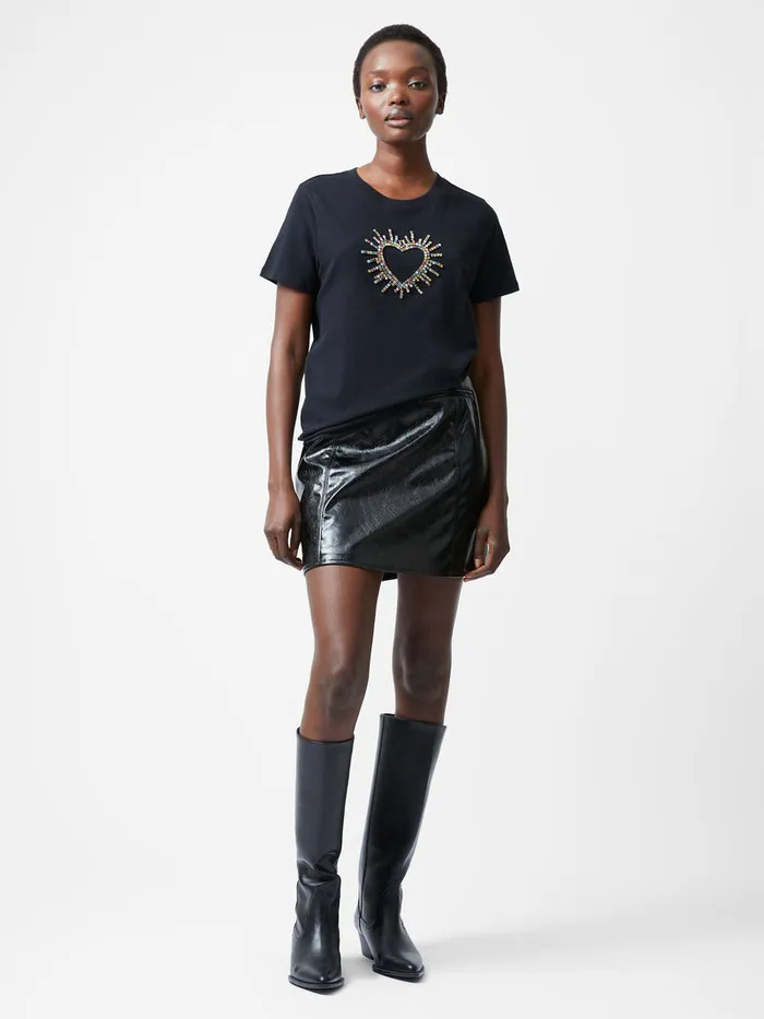 Woman Tops French Connection Heart Embellished TShirt Black